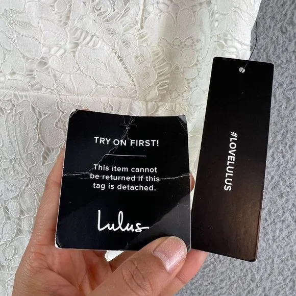 New Lulus Women's Dress White Lace Floral Overlay Size small - Picture 9 of 12